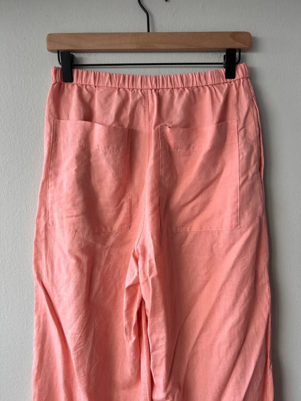 COS Wide-Leg Linen Drawstring Trousers Pink High Rise Wide Leg Size 2